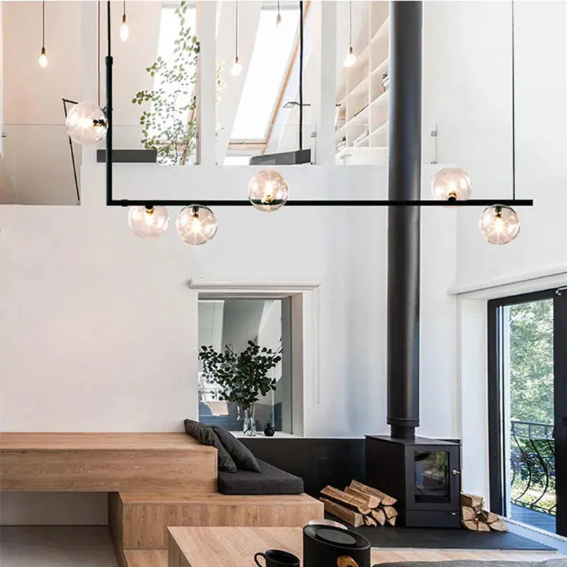 Anton – Nordic Minimalist LED Pendant Light with Glass Ball Design for Dining Tables and Bars Kozyled.com