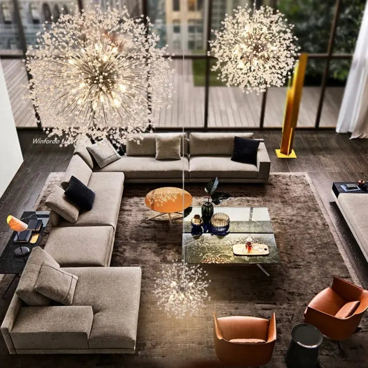 Modern Crystal Dandelion LED Pendant Lamp Oskar SPINGAR.COM