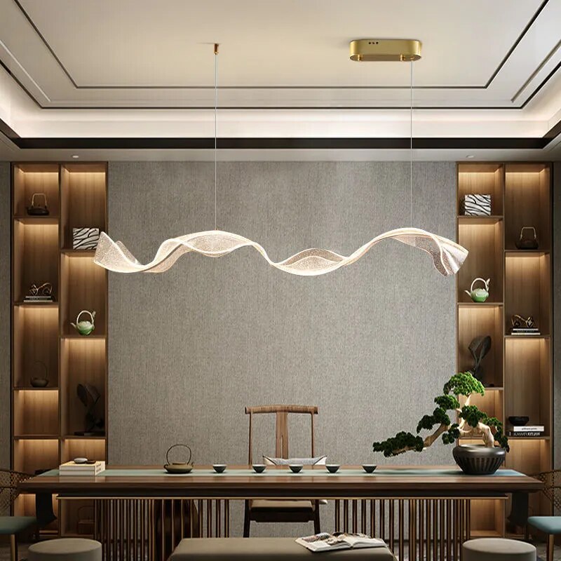 Modern Dimmable Decorative Flat Wavy LED Kitchen Island/ Bar Lamp Thordis SPINGAR.COM