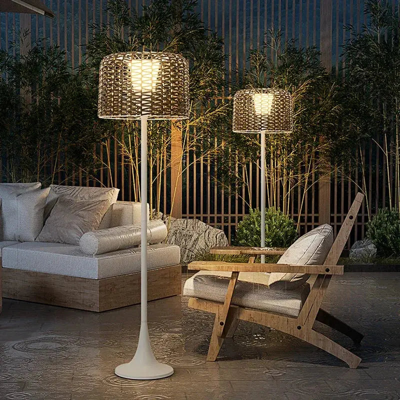 Jorunn – Waterproof IP54 Outdoor Solar LED Rattan Floor Lamp for Eco-Friendly Spaces Kozyled