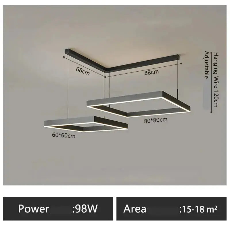 Zerel – Scandinavian Elegant Modern Square Dimmable LED Pendant Lamp Lampasa.com