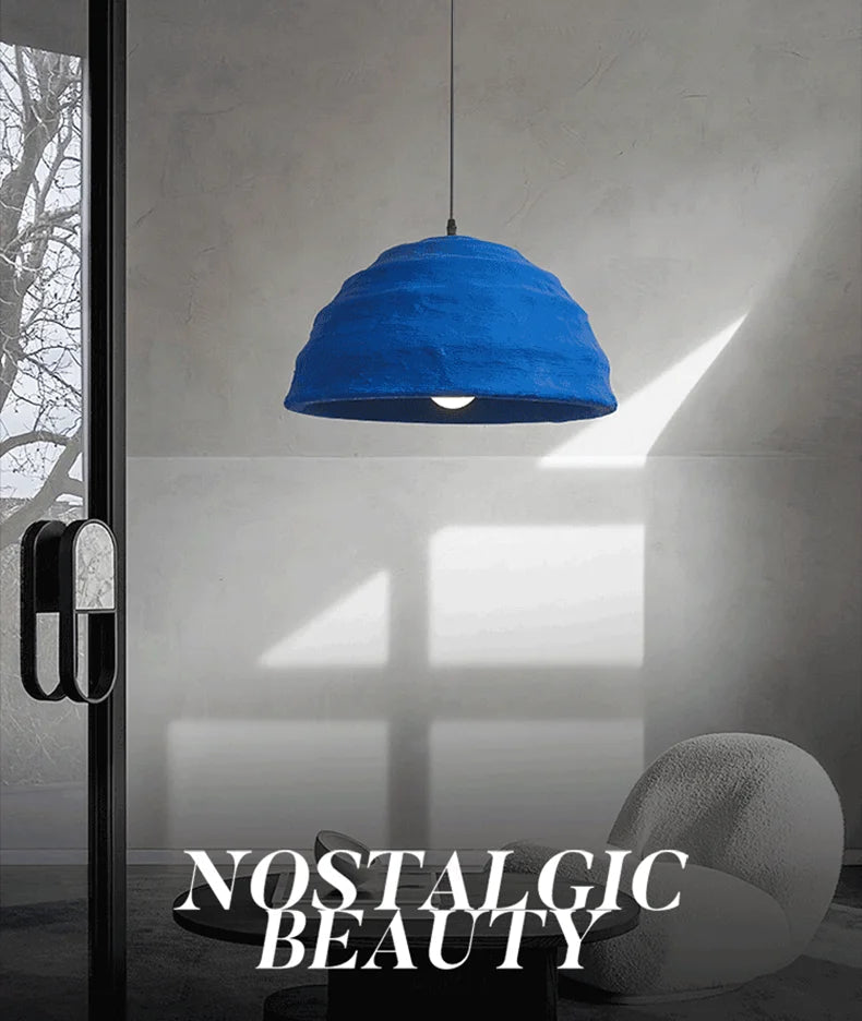 Blue Handmade Japanese Wabi Sabi LED Pendant lamp Asuna SPINGAR.COM