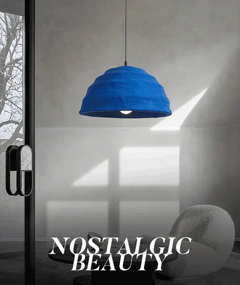 Blue Handmade Japanese Wabi Sabi LED Pendant lamp Asuna SPINGAR.COM