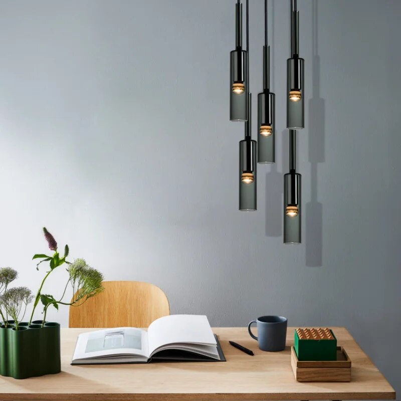 Modern Smokey Long Glass Ambiance LED Pendant lamp Nea SPINGAR.COM