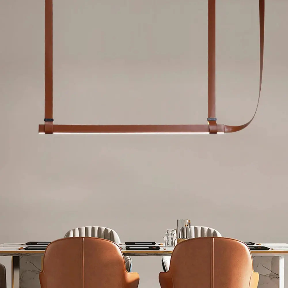 Verdandi – Minimalist Dimmable LED Pendant Light with Leather Belt Design for Dining Tables and Bars Kozyled.com