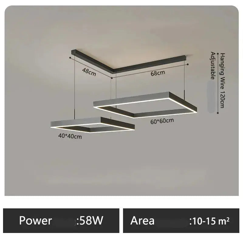 Zerel – Scandinavian Elegant Modern Square Dimmable LED Pendant Lamp Lampasa.com