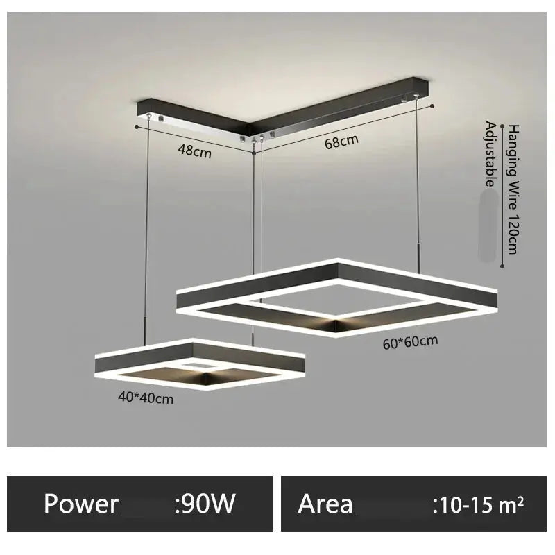 Zerel – Scandinavian Elegant Modern Square Dimmable LED Pendant Lamp Lampasa.com