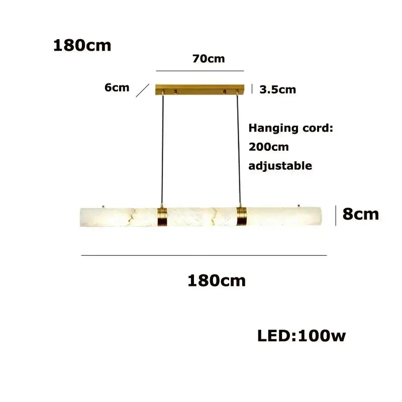 Albert – Dimmable Linear LED Pendant Light with White Alabaster Marble Design for Dining Tables and Bars Kozyled.com
