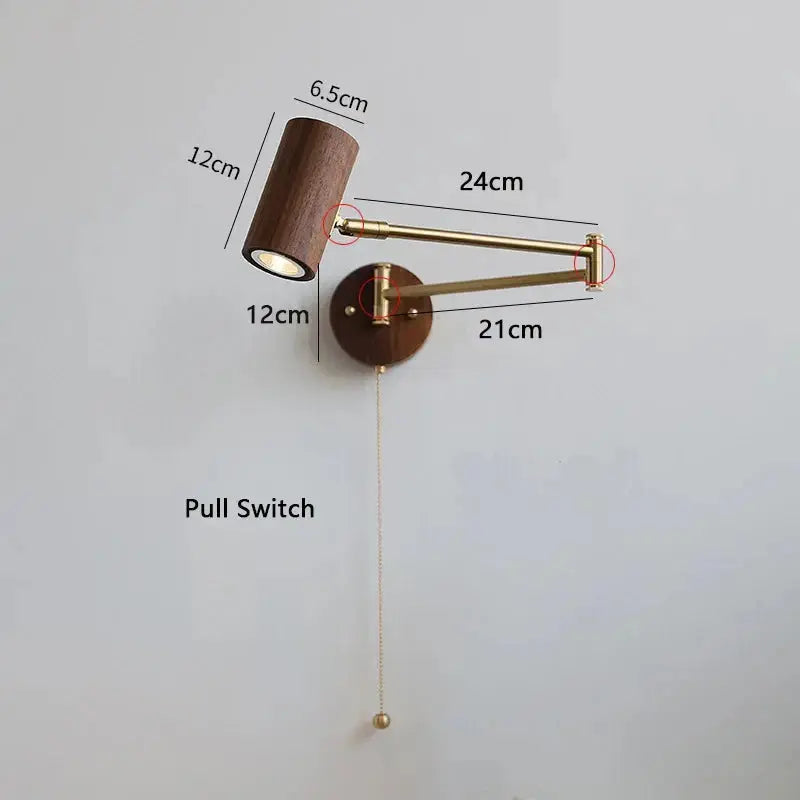 Virean – Modern Wooden Arm Pull Switch LED Wall Lamp Lampasa.com