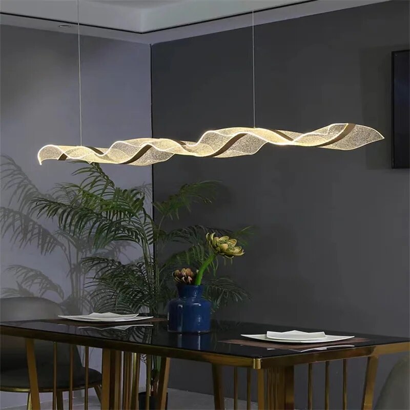 Modern Dimmable Decorative Flat Wavy LED Kitchen Island/ Bar Lamp Thordis SPINGAR.COM