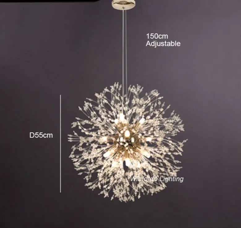 Modern Crystal Dandelion LED Pendant Lamp Oskar SPINGAR.COM