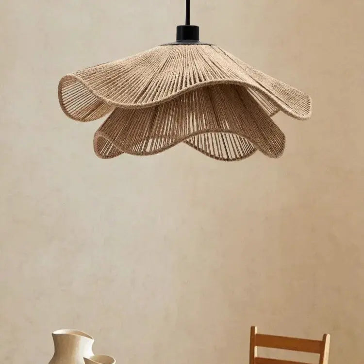 Kirsten – Hand-Knitted Wabi-Sabi Hemp Rope LED Pendant Light for Natural, Rustic Decor Kozyled
