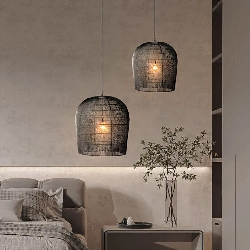 Japanese Handmade Wabi Sabi Rattan Pendant Lamp Mirai SPINGAR.COM