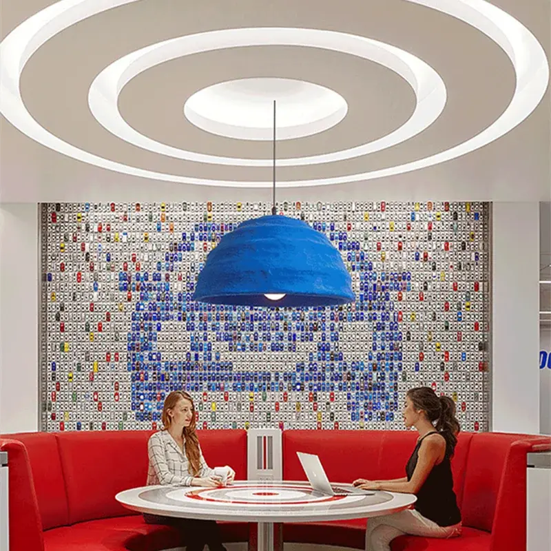 Blue Handmade Japanese Wabi Sabi LED Pendant lamp Asuna SPINGAR.COM