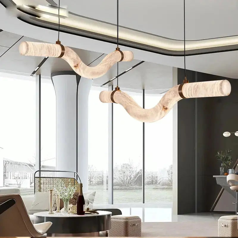 Hasteinn – Dimmable LED Pendant Light with Creative Marble Tube Design for Dining Tables and Bars Kozyled.com