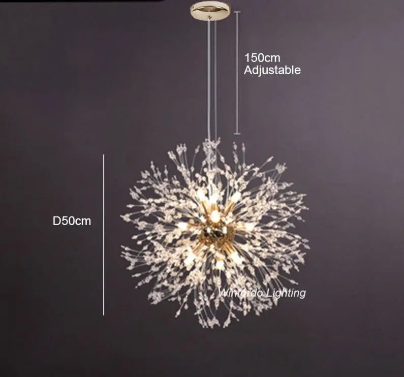 Modern Crystal Dandelion LED Pendant Lamp Oskar SPINGAR.COM
