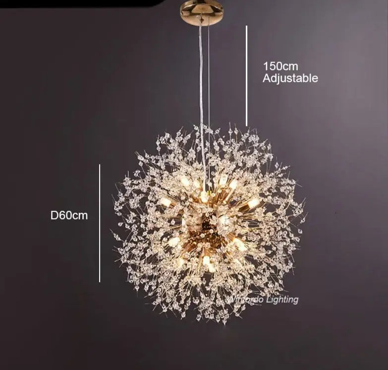 Modern Crystal Dandelion LED Pendant Lamp Oskar SPINGAR.COM