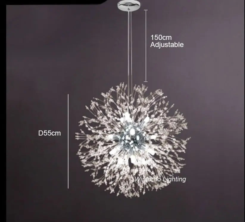 Modern Crystal Dandelion LED Pendant Lamp Oskar SPINGAR.COM