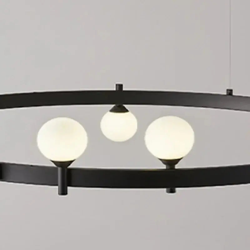 Gunnar – Round Frosted Glass LED Pendant Light with Black Finish for Dining Tables and Bars Kozyled.com