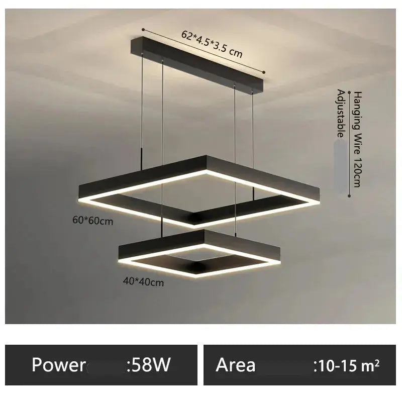 Zerel – Scandinavian Elegant Modern Square Dimmable LED Pendant Lamp Lampasa.com