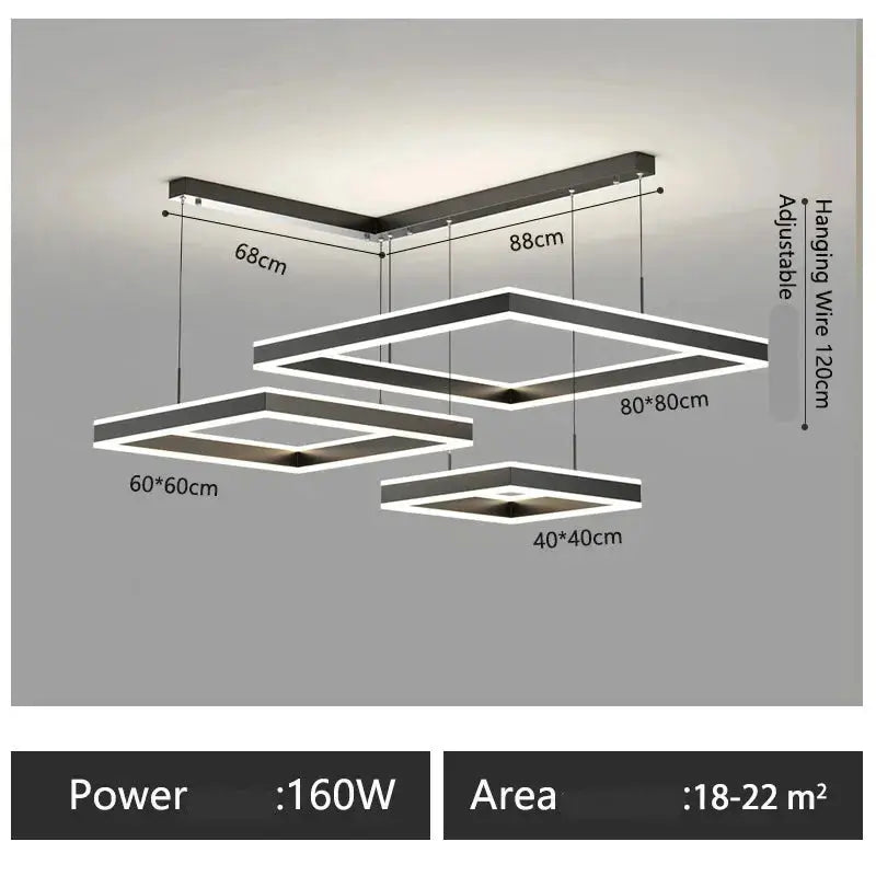 Zerel – Scandinavian Elegant Modern Square Dimmable LED Pendant Lamp Lampasa.com