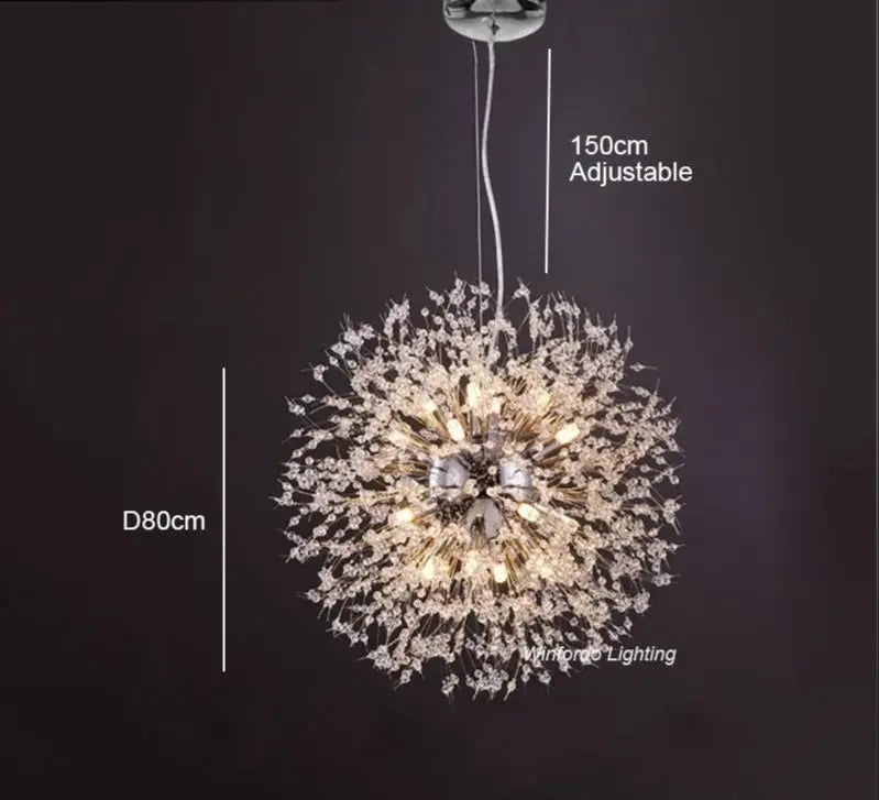 Modern Crystal Dandelion LED Pendant Lamp Oskar SPINGAR.COM