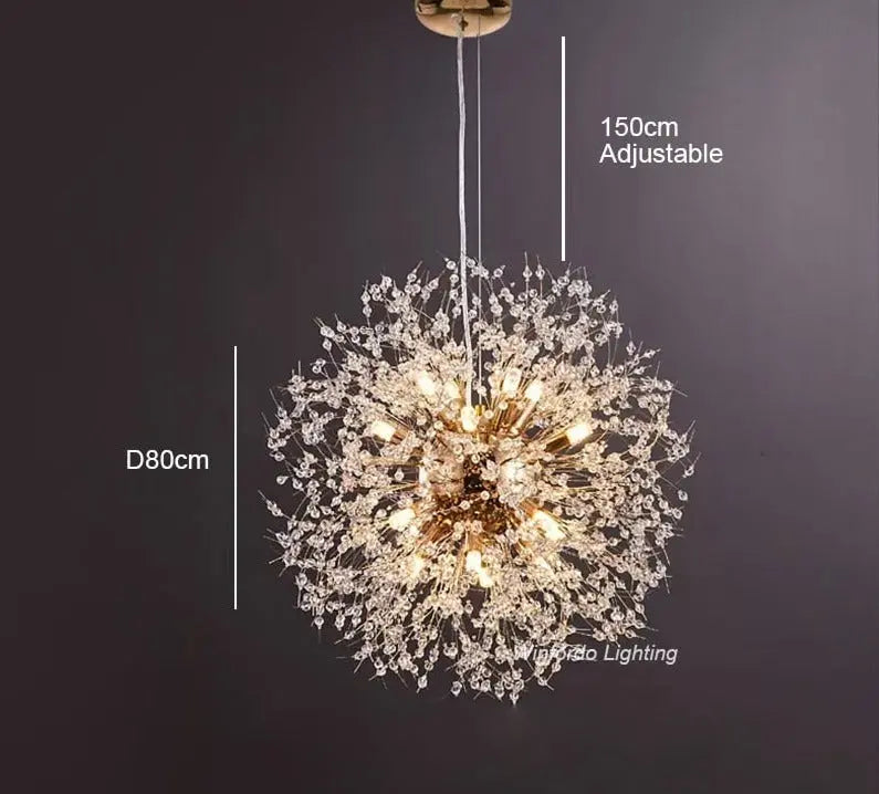 Modern Crystal Dandelion LED Pendant Lamp Oskar SPINGAR.COM