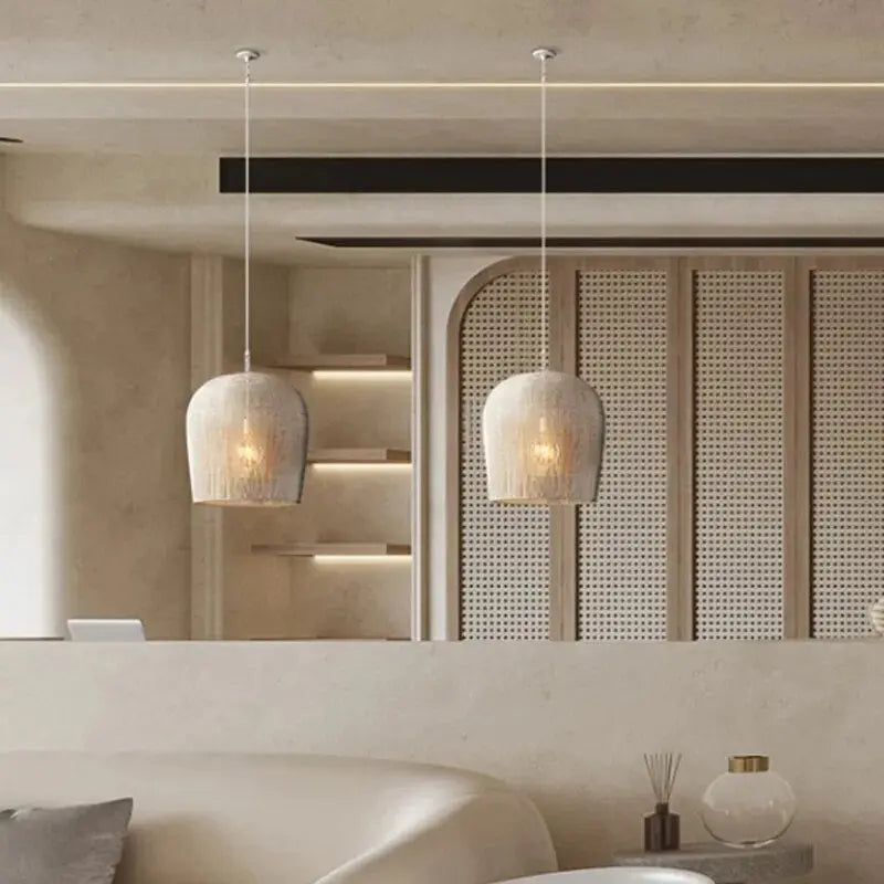 Japanese Handmade Wabi Sabi Rattan Pendant Lamp Mirai SPINGAR.COM