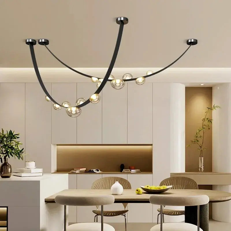 Krystof – Nordic Dimmable LED Pendant Light with Glass Shade and Leather Belt Suspension Kozyled.com