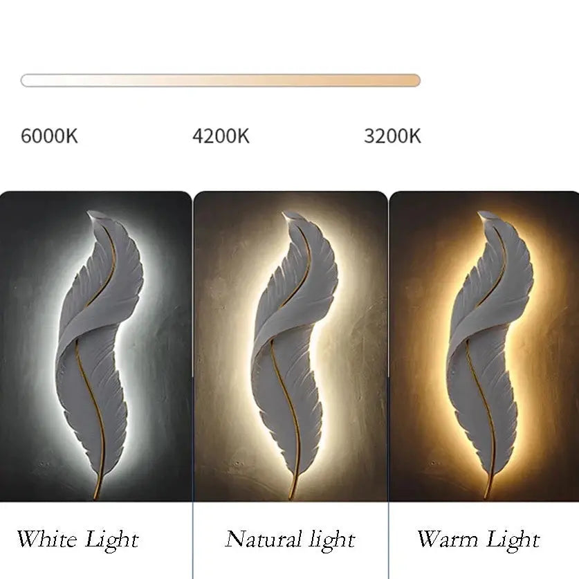 Dimmable Nordic Luxury Feather LED Wall Lamp Faddey SPINGAR.COM