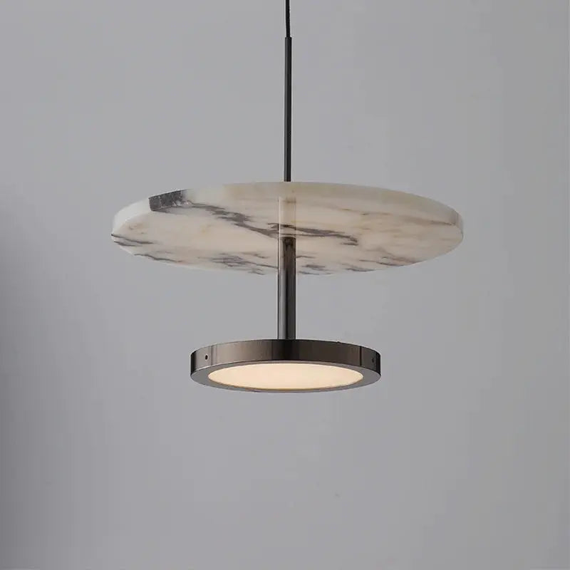Noel – Luxury Black LED Pendant Light with Round Natural Stone Design Lampasa.com