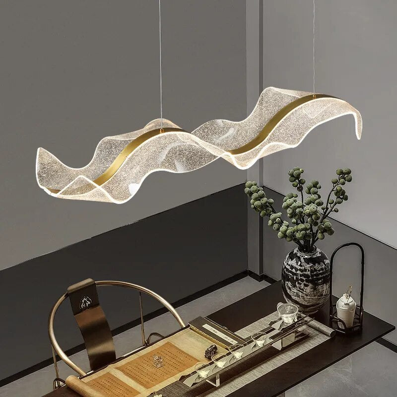 Modern Dimmable Decorative Flat Wavy LED Kitchen Island/ Bar Lamp Thordis SPINGAR.COM