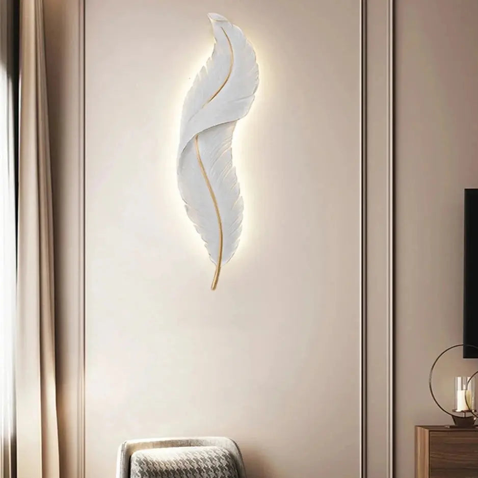 Dimmable Nordic Luxury Feather LED Wall Lamp Faddey SPINGAR.COM