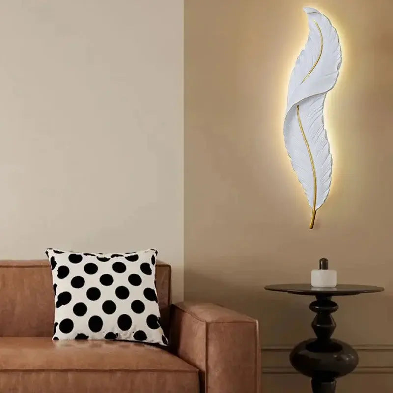 Dimmable Nordic Luxury Feather LED Wall Lamp Faddey SPINGAR.COM