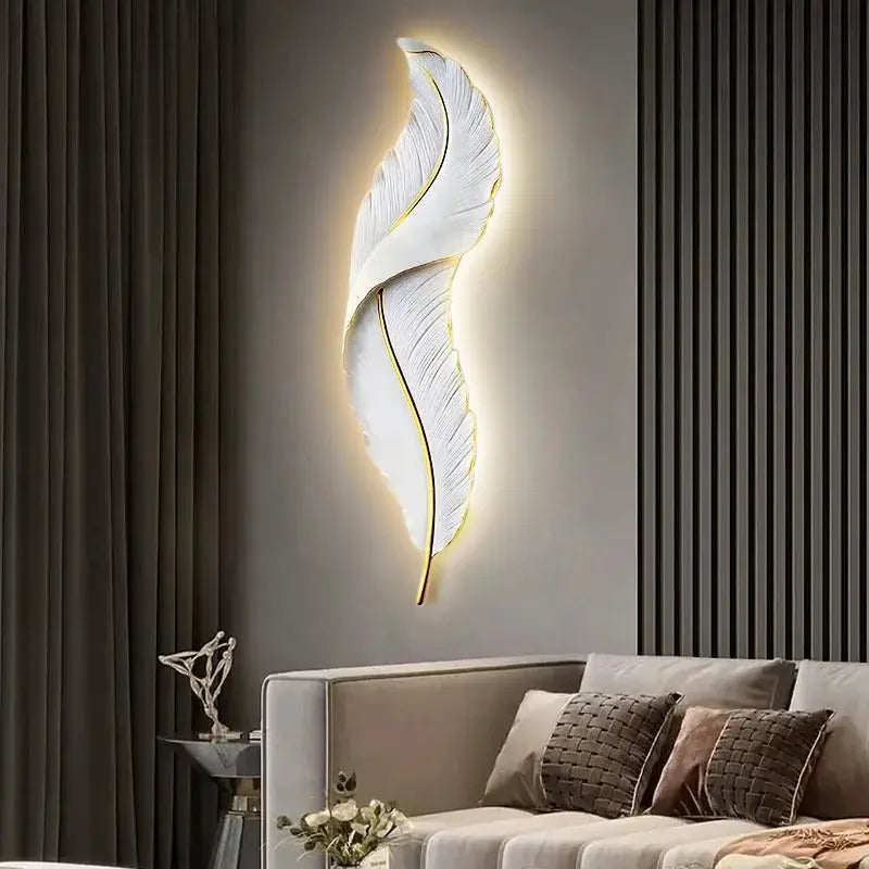 Dimmable Nordic Luxury Feather LED Wall Lamp Faddey SPINGAR.COM