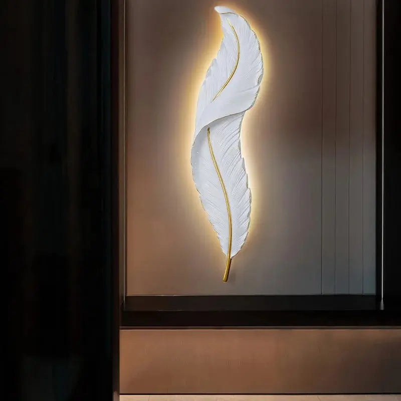 Dimmable Nordic Luxury Feather LED Wall Lamp Faddey SPINGAR.COM
