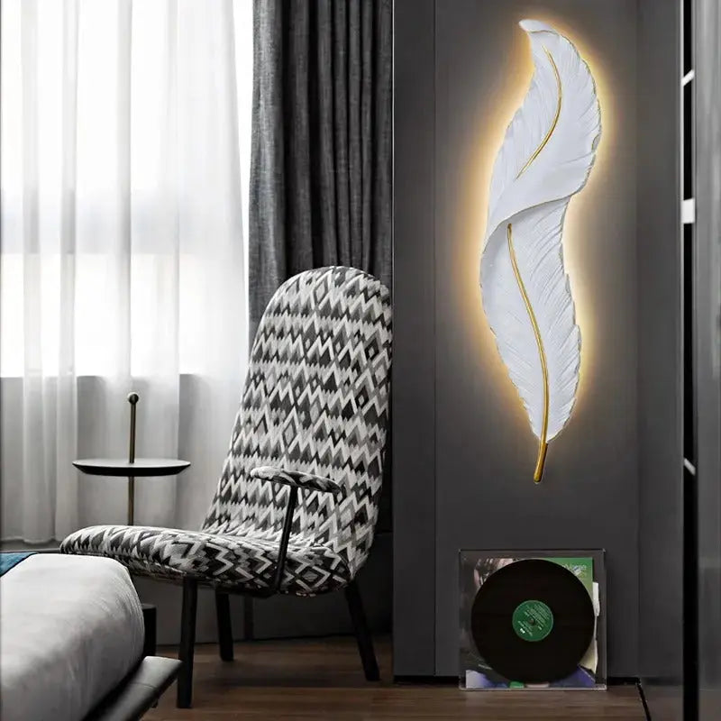 Dimmable Nordic Luxury Feather LED Wall Lamp Faddey SPINGAR.COM