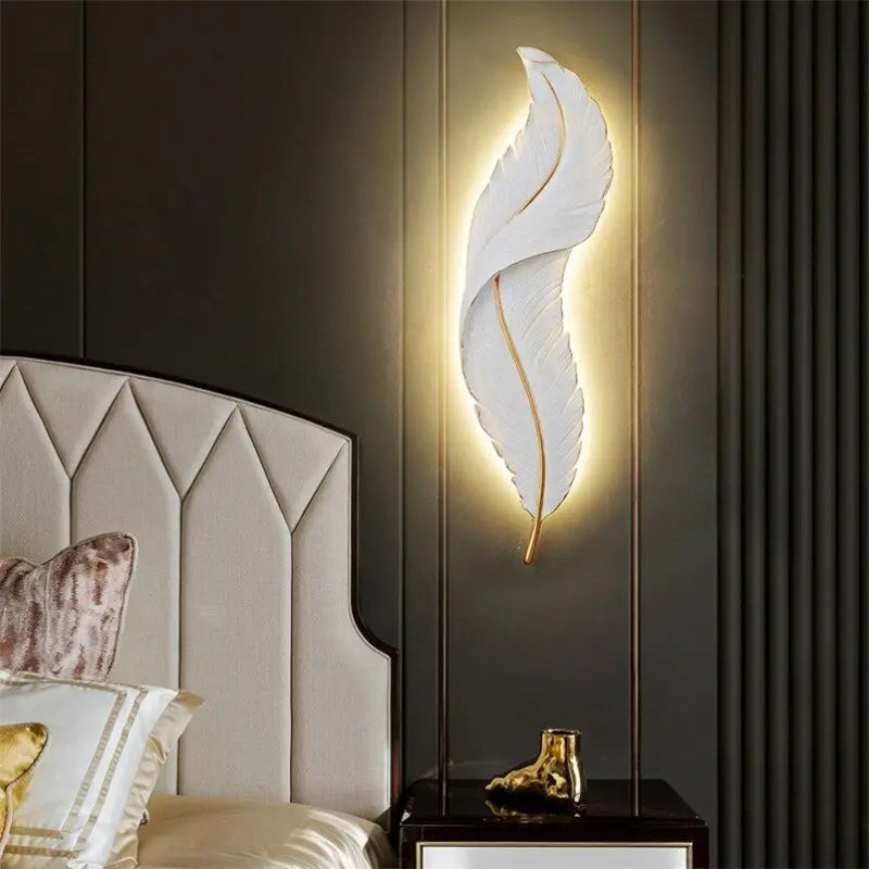 Dimmable Nordic Luxury Feather LED Wall Lamp Faddey SPINGAR.COM