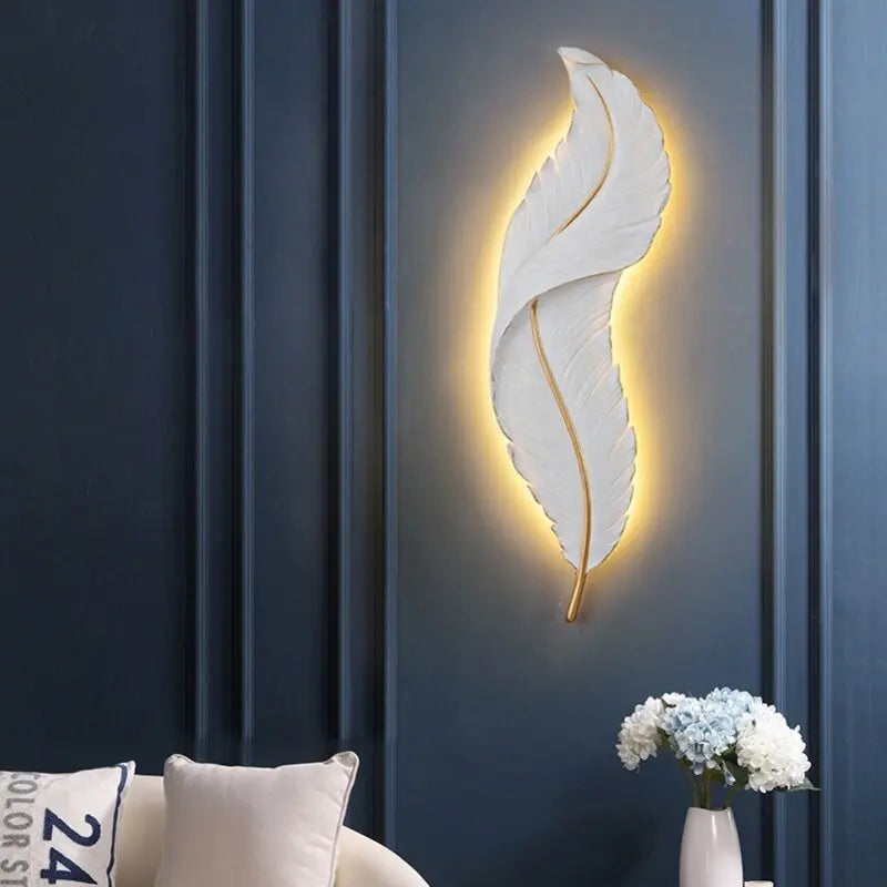 Dimmable Nordic Luxury Feather LED Wall Lamp Faddey SPINGAR.COM