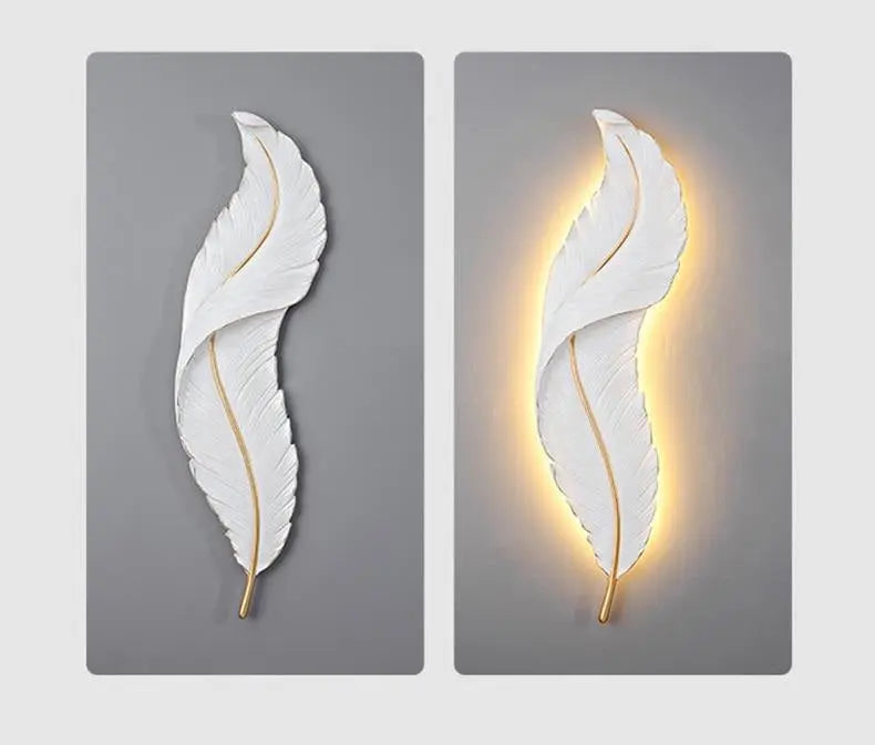 Dimmable Nordic Luxury Feather LED Wall Lamp Faddey SPINGAR.COM