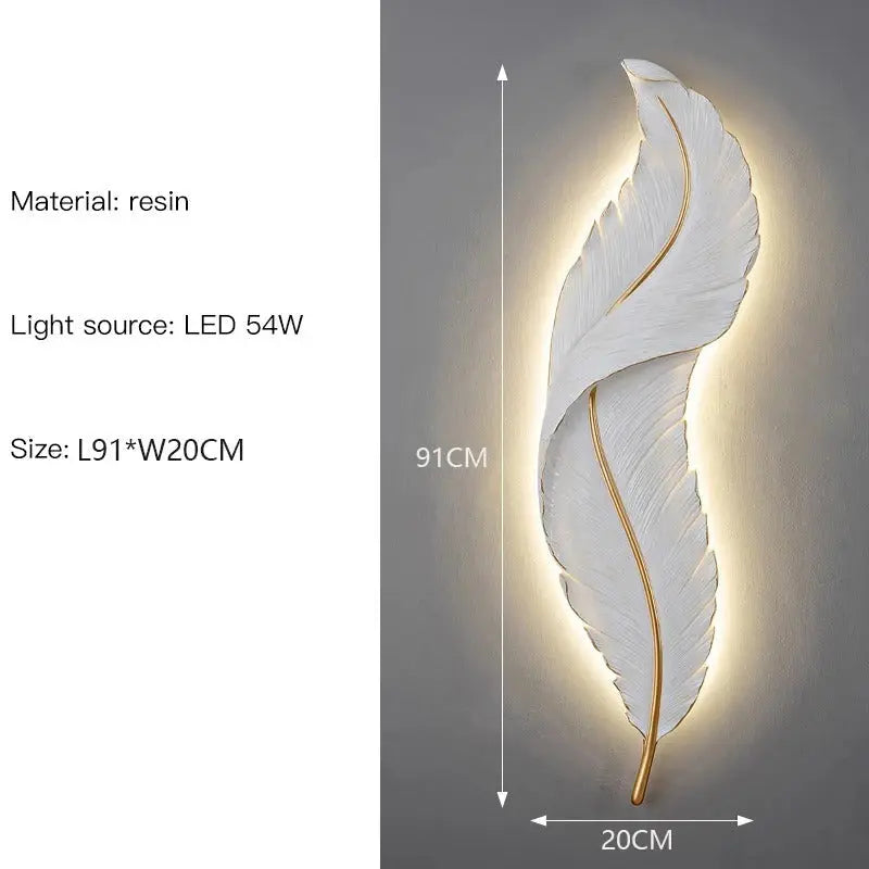 Dimmable Nordic Luxury Feather LED Wall Lamp Faddey SPINGAR.COM