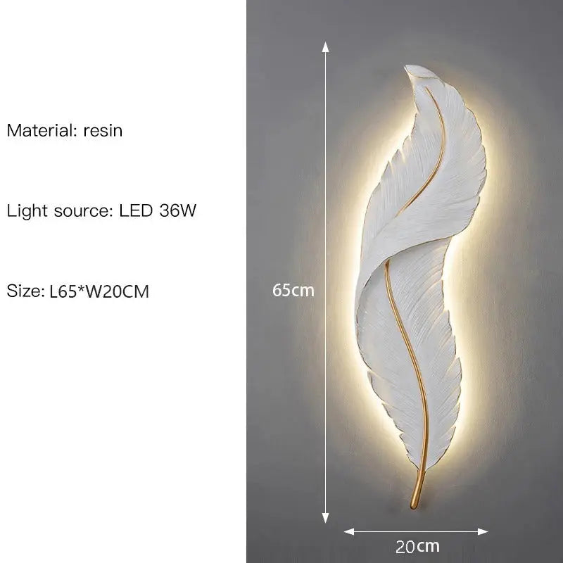 Dimmable Nordic Luxury Feather LED Wall Lamp Faddey SPINGAR.COM