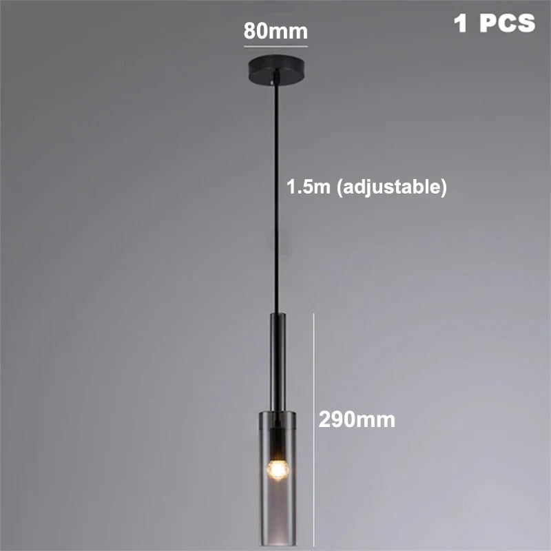 Modern Smokey Long Glass Ambiance LED Pendant lamp Nea SPINGAR.COM