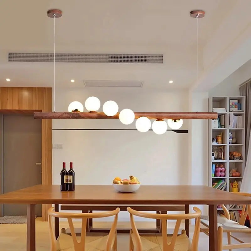 Modern Walnut Wood LED Island Pendant Lamp Ellinor SPINGAR.COM