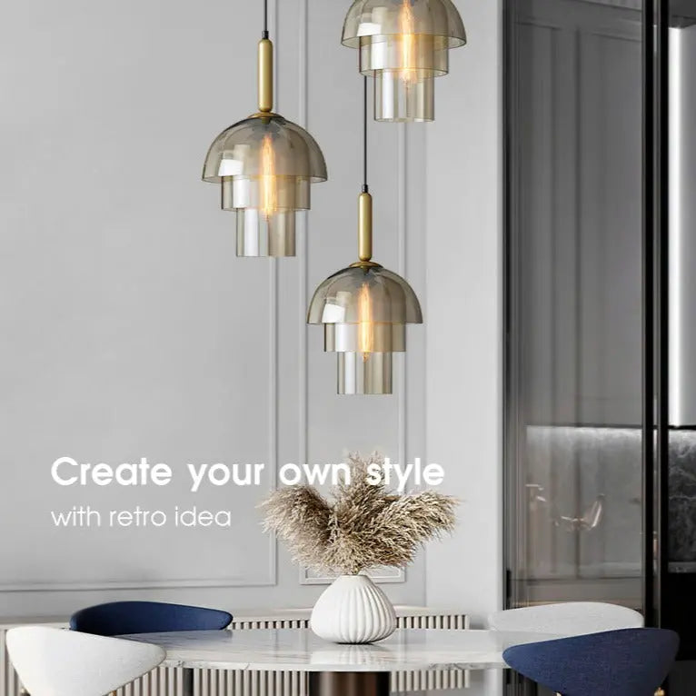 Industrial Style Champagne Glass LED Pendant Lamp Zafira SPINGAR.COM