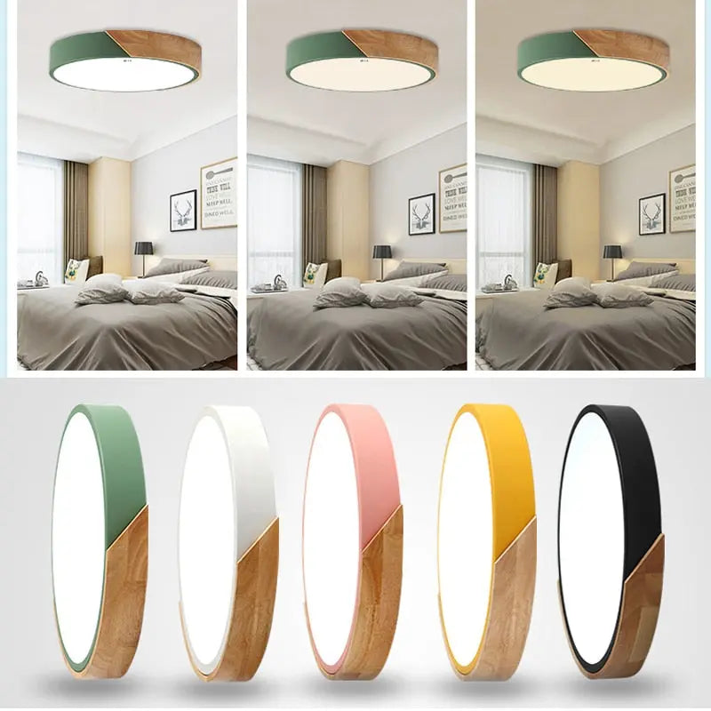 Wooden Frame LED Ceiling Lamp Konrad SPINGAR.COM