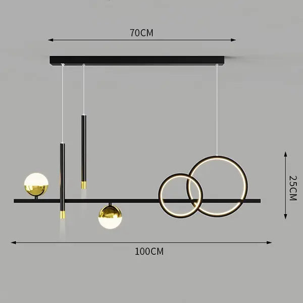 Nordic Rectangular Dining Table LED Island Pendant lamp Danby SPINGAR.COM