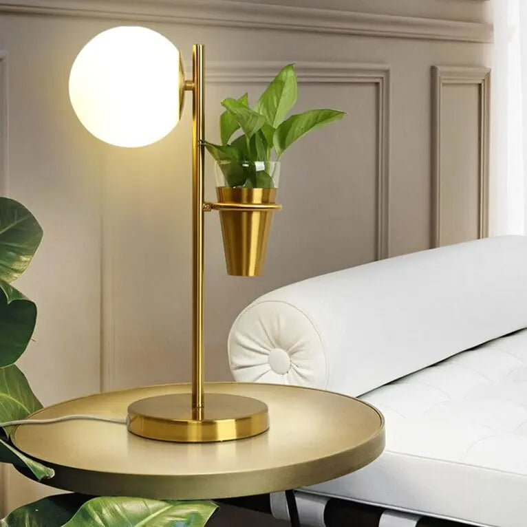 Modern Glass Ball And Plants LED Table Lamp Leif SPINGAR.COM