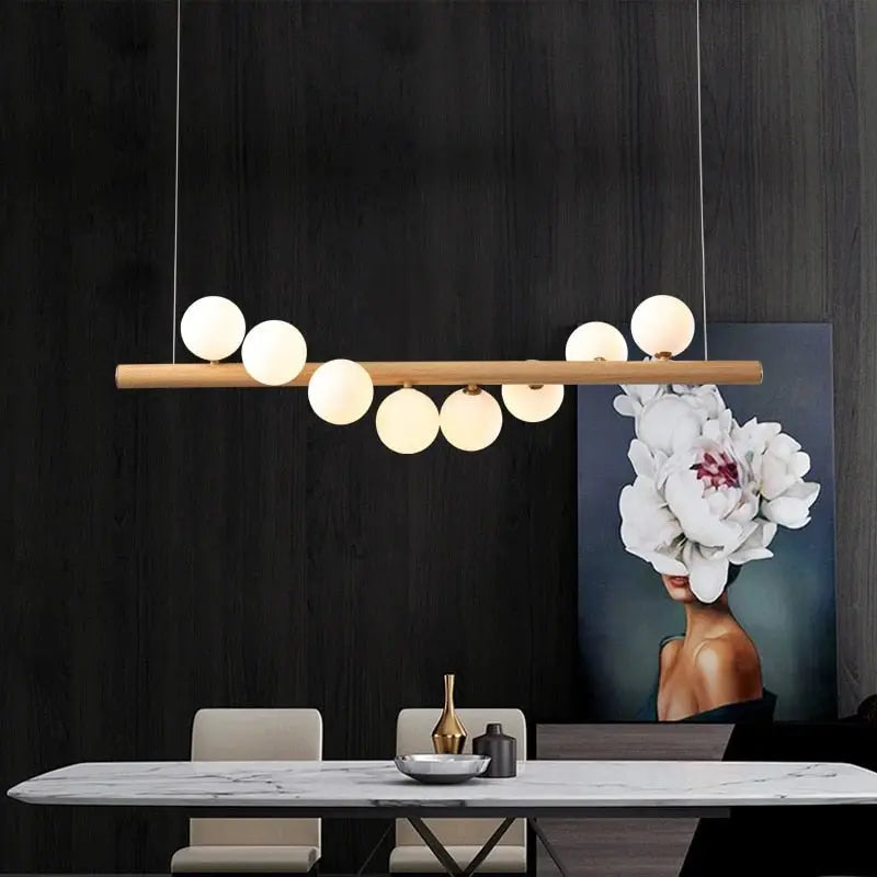 Modern Walnut Wood LED Island Pendant Lamp Ellinor SPINGAR.COM