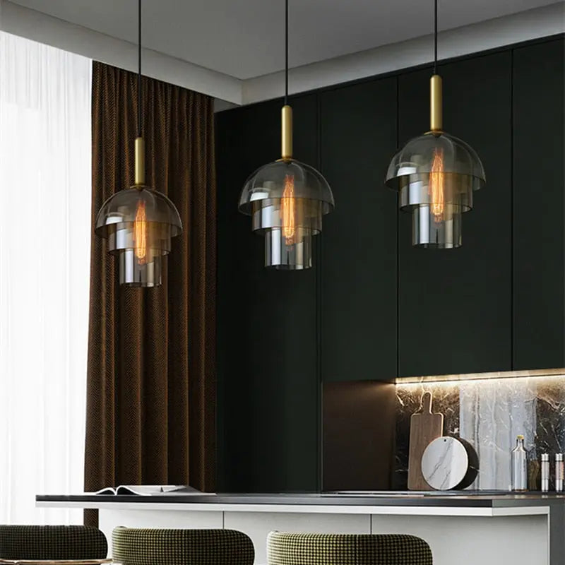 Industrial Style Champagne Glass LED Pendant Lamp Zafira SPINGAR.COM